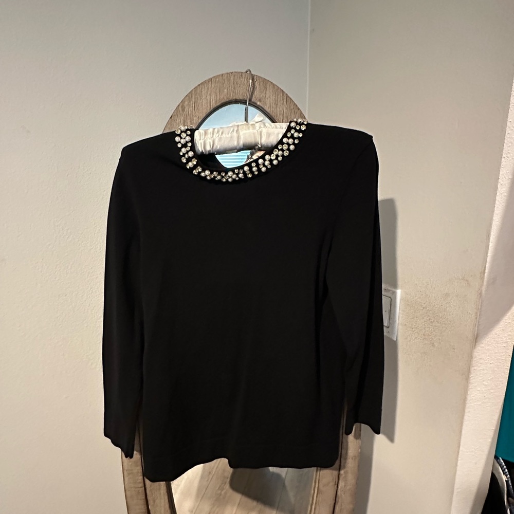 Black jeweled collar sweater. Excellent condition.
